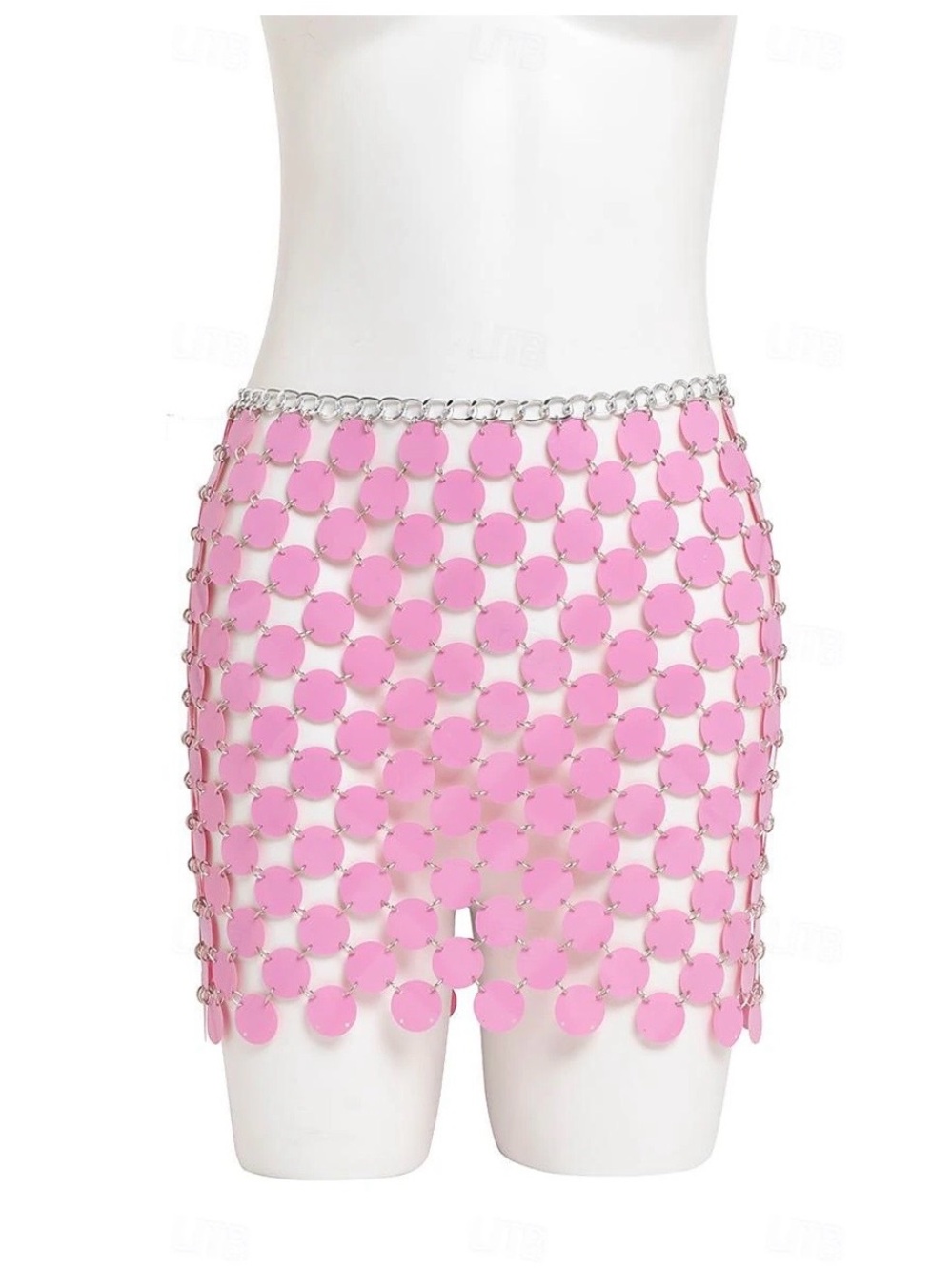 Pink disco Sequin Chain Mini Skirt - Picture 2 of 7